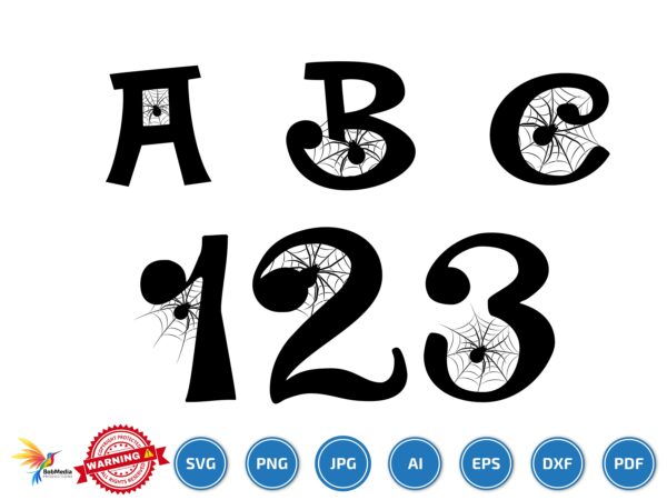 Spider Alphabet svg Bundle , Spider Font Svg, spider svg, spider Web , Letters A-Z, Halloween Letters Svg, Alphabet Silhouette, Files Cricut